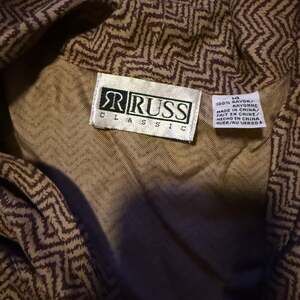 Vintage Russ Classic Chevron Print Top and Skirt 100% Rayon, Size 14